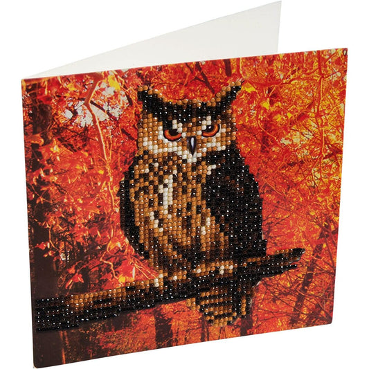 Autumn Owl Crystal Art Card Kit Craft Buddy