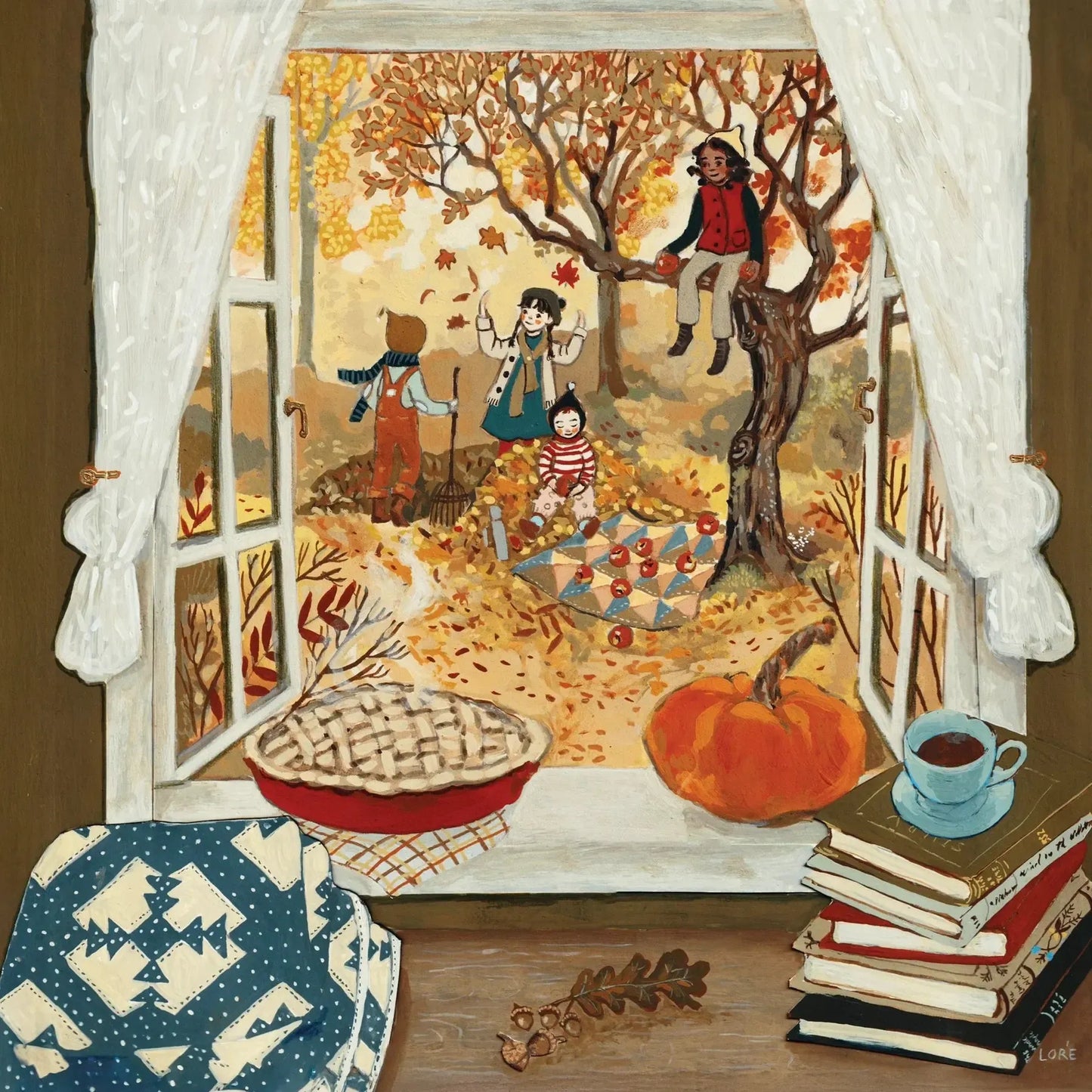 Autumn's Window by Loré Pemberton 100 Piece Mini Jigsaw Puzzle NYPC