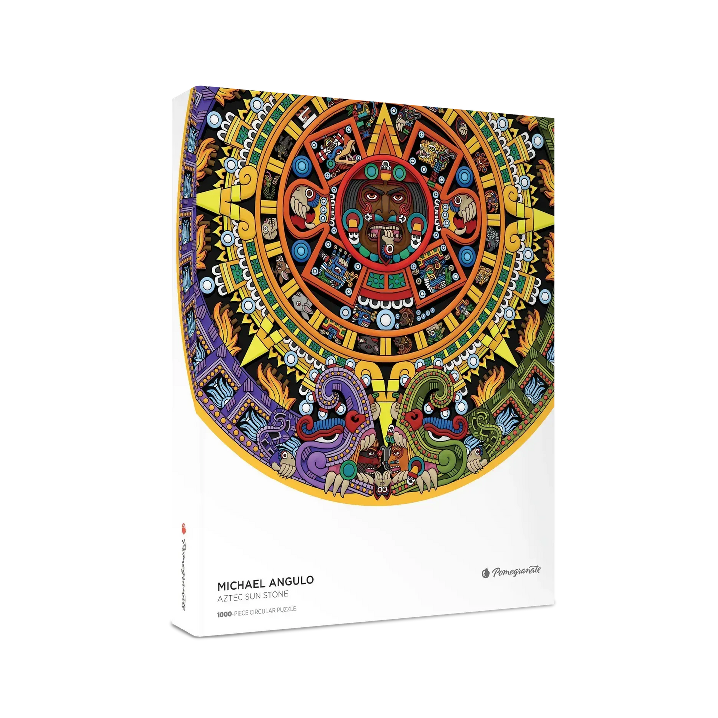 Aztec Sun Stone 1000 Piece Circular Jigsaw Puzzle Pomegranate