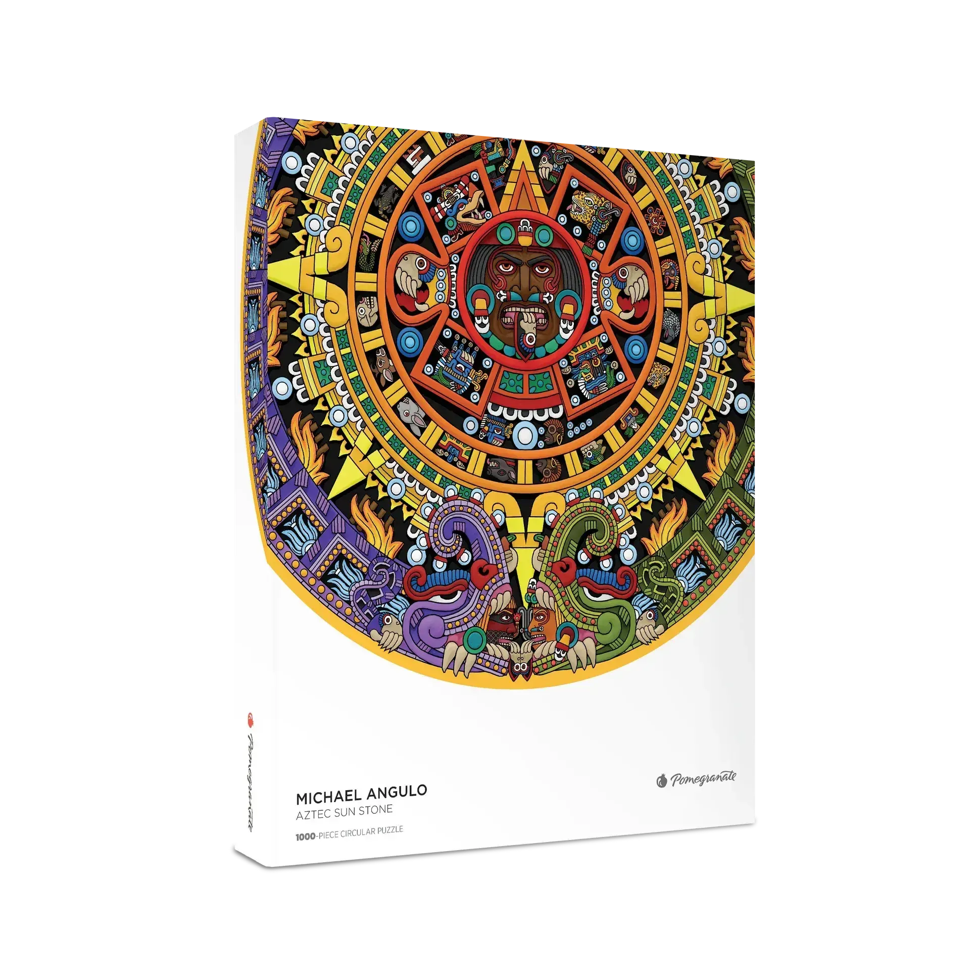 Aztec Sun Stone 1000 Piece Circular Jigsaw Puzzle Pomegranate