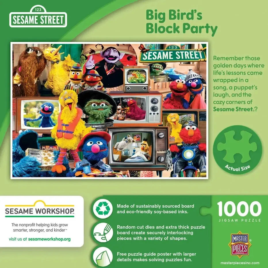 Big Bird's Block Party Sesame Street 1000 Piece Jigsaw Puzzle MasterPieces