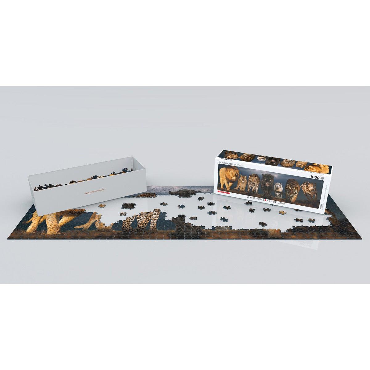 Big Cats 1000 Piece Panoramic Jigsaw Puzzle Eurographics