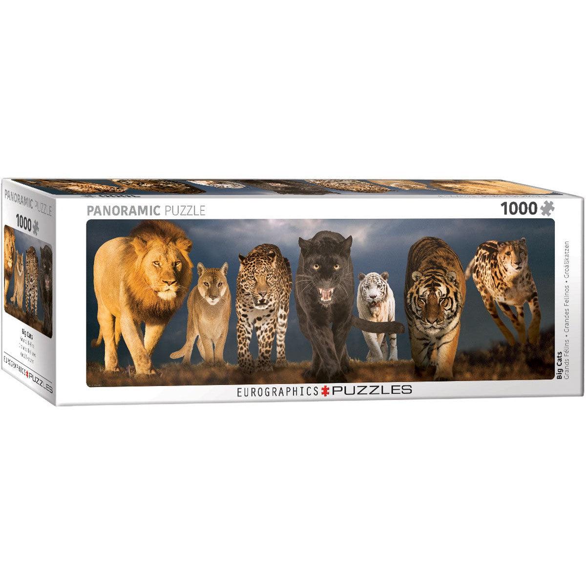 Big Cats 1000 Piece Panoramic Jigsaw Puzzle Eurographics