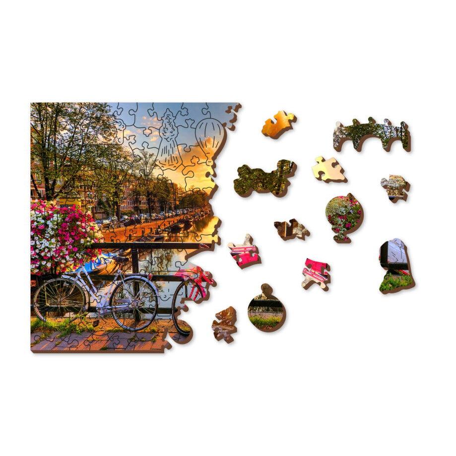 Bikes in Amsterdam 150 Piece Wood Jigsaw Puzzle Wooden City