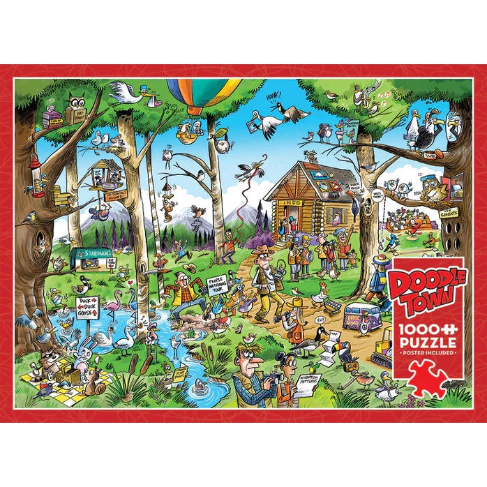 Birdwatcher's Paradise Doodle Town 1000 Piece Jigsaw Puzzle Cobble Hill