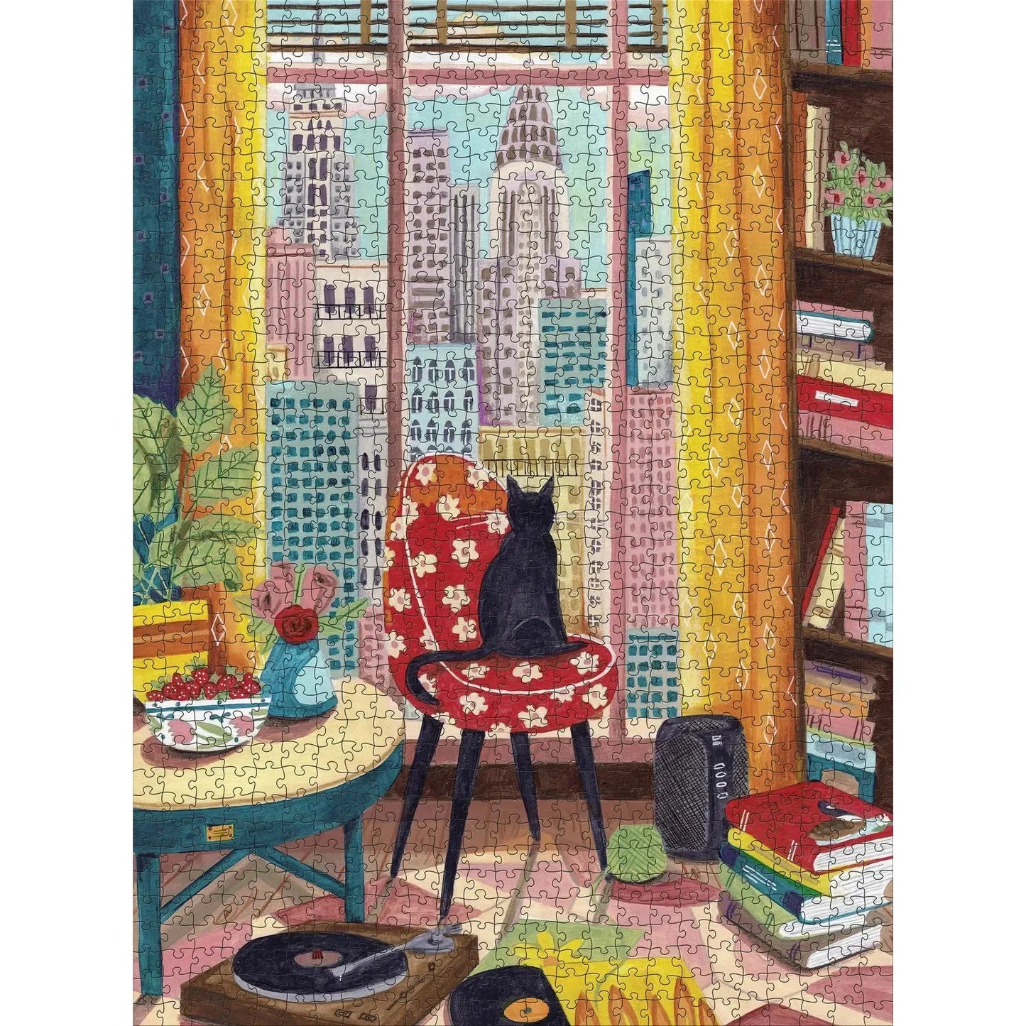Black Cat in New York Window 1000 Piece Jigsaw Puzzle Pomegranate