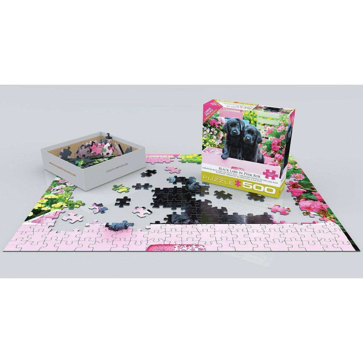 Black Labs in a Pink Box 500 Piece Jigsaw Puzzle Eurographics