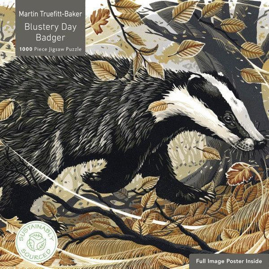 Blustery Day Badger 1000 Piece Jigsaw Puzzle Flame Tree