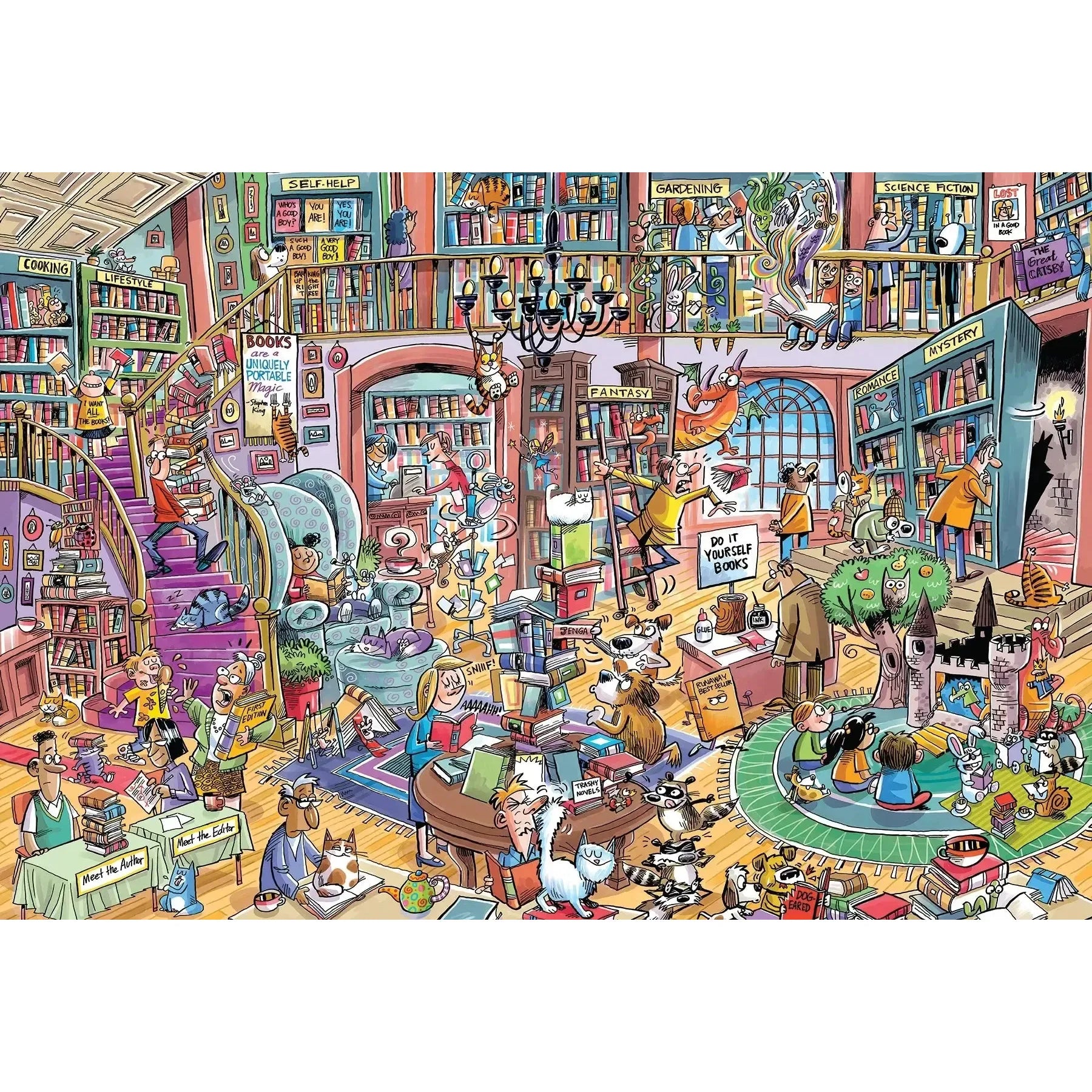 Bookshop Bedlam 100 Large Piece Jigsaw Puzzle Cobble Hill