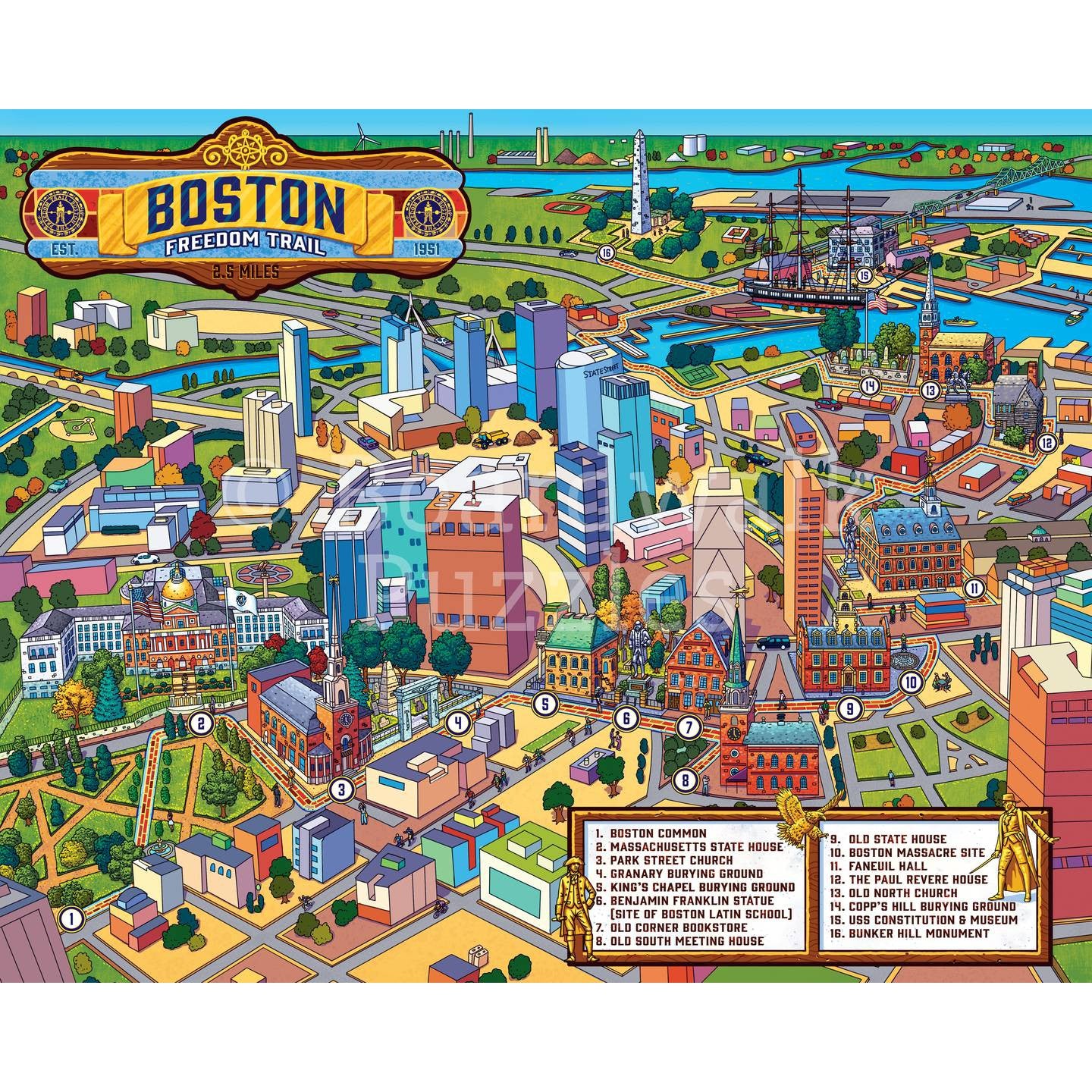 Boston Freedom Trail 1000 Piece Jigsaw Puzzle Boardwalk