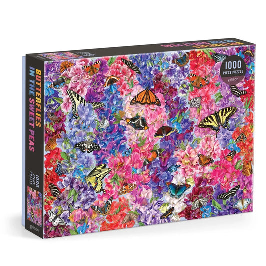 Butterflies in the Sweet Peas 1000 Piece Jigsaw Puzzle Galison