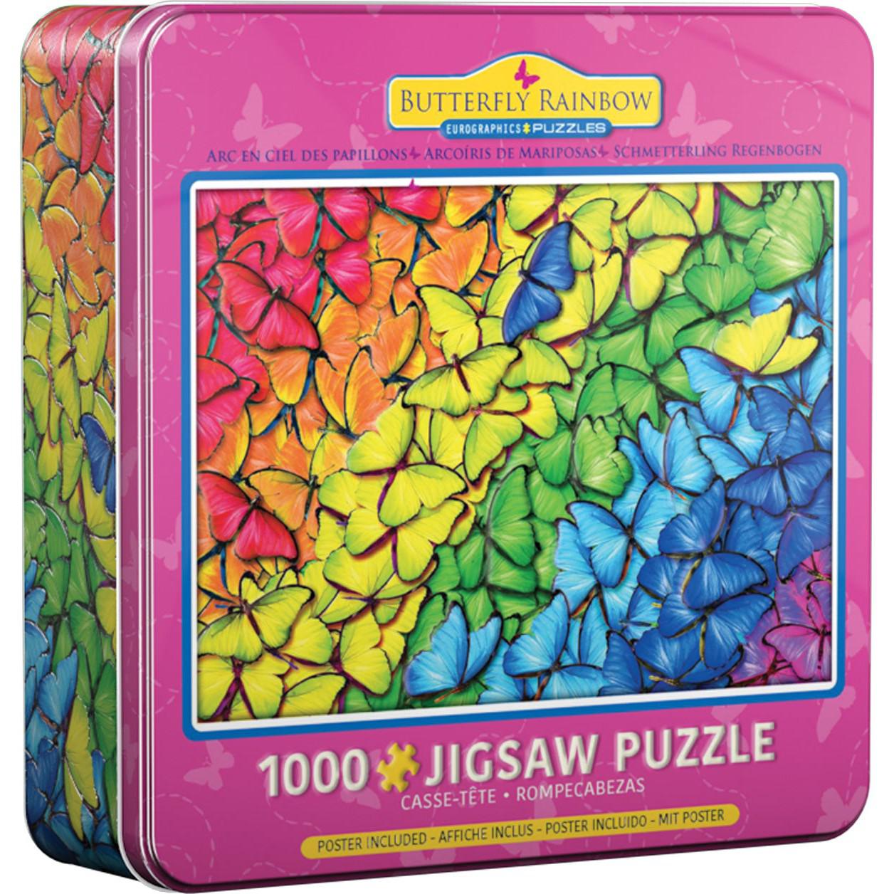 Butterfly Rainbow 1000 Piece Jigsaw Puzzle in Tin Eurographics