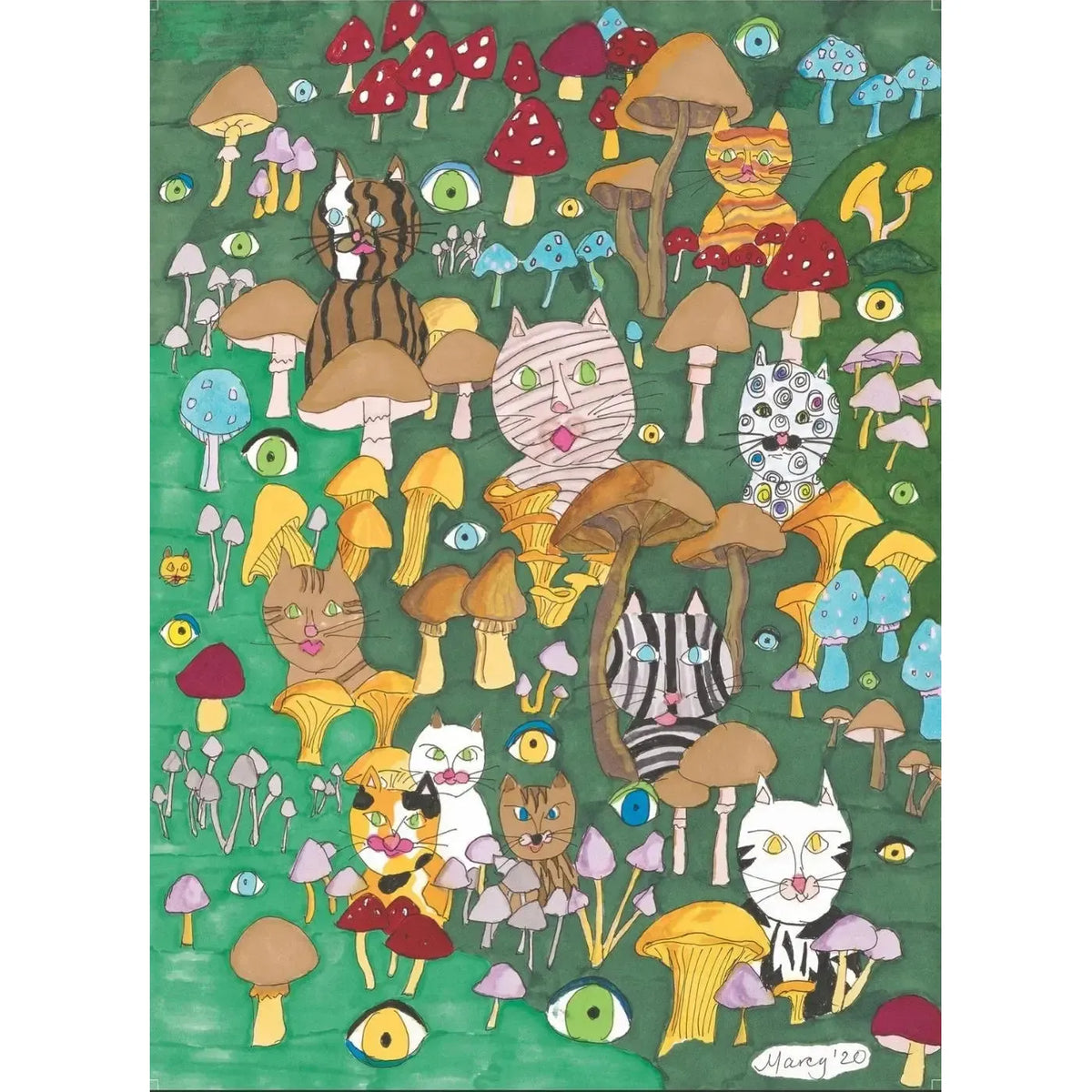 Cats, Eyes & Mushrooms 1000 Piece Jigsaw Puzzle Rolexa