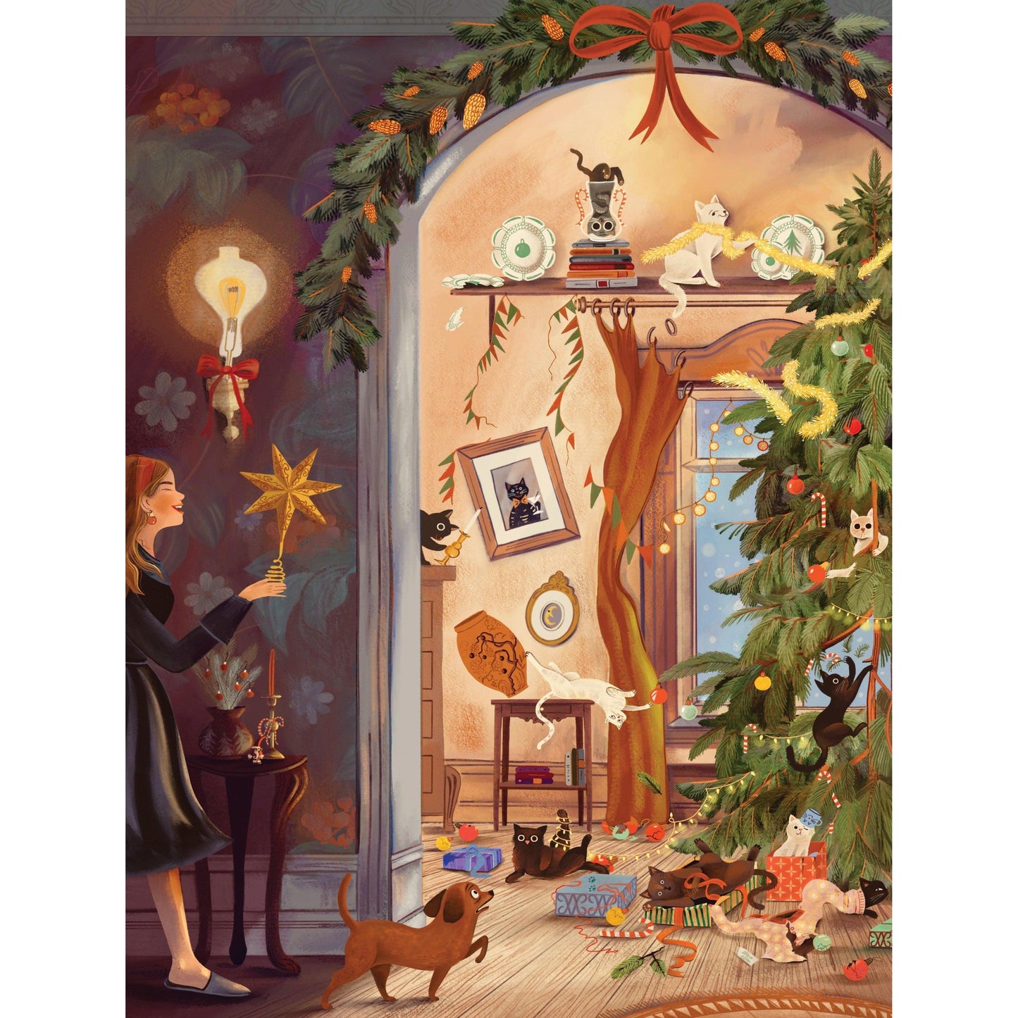 Cats in December by Adelina Lirius 1000 Piece Jigsaw Puzzle NYPC