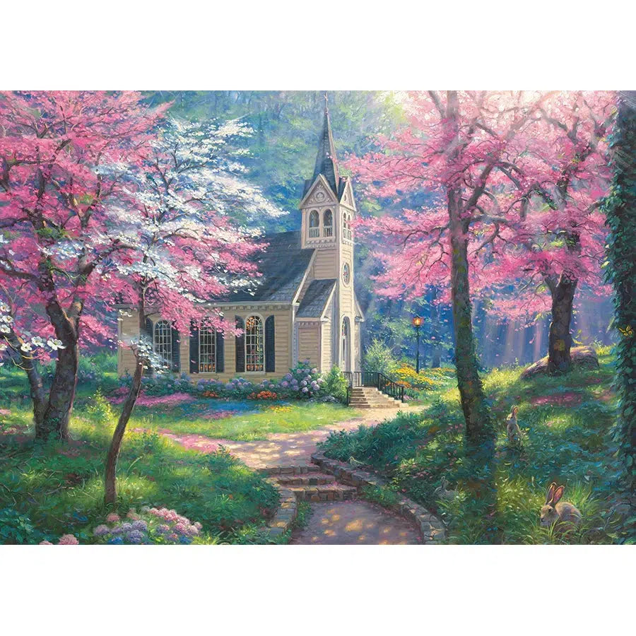 Cherry Blossom Chapel 35 Piece Tray Jigsaw Puzzle Cobble Hill