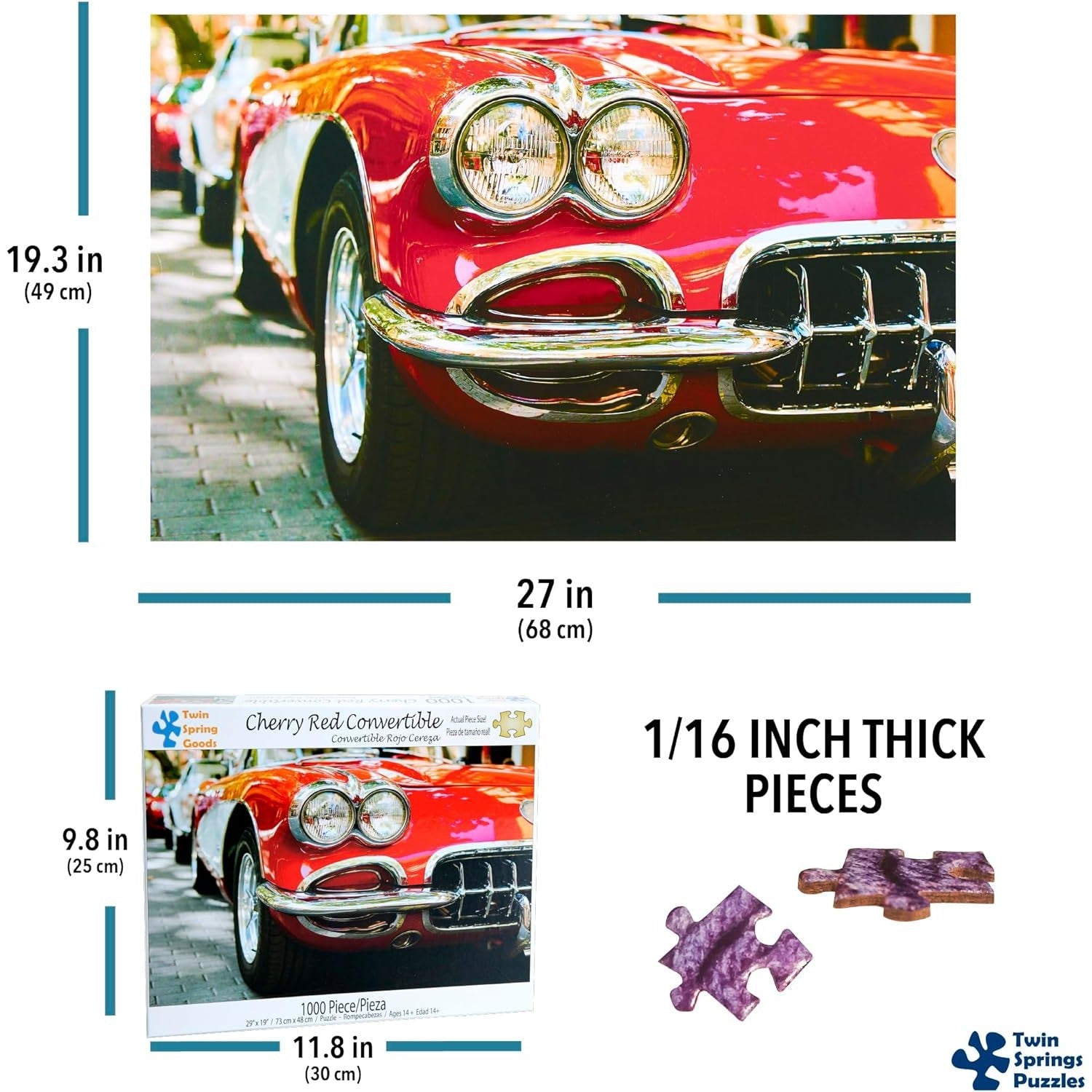 Cherry Red Convertible 1000 Piece Jigsaw Puzzle Twin Spring