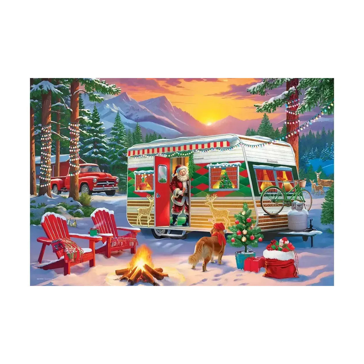 Christmas Camping Trailer 550 Piece Jigsaw Puzzle in Tin Eurographics