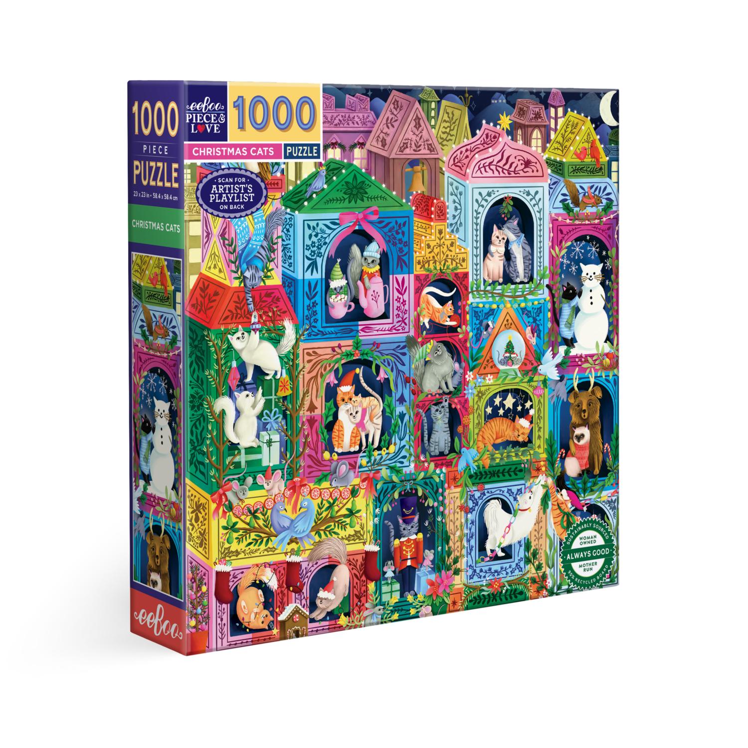Christmas Cats 1000 Piece Jigsaw Puzzle eeBoo