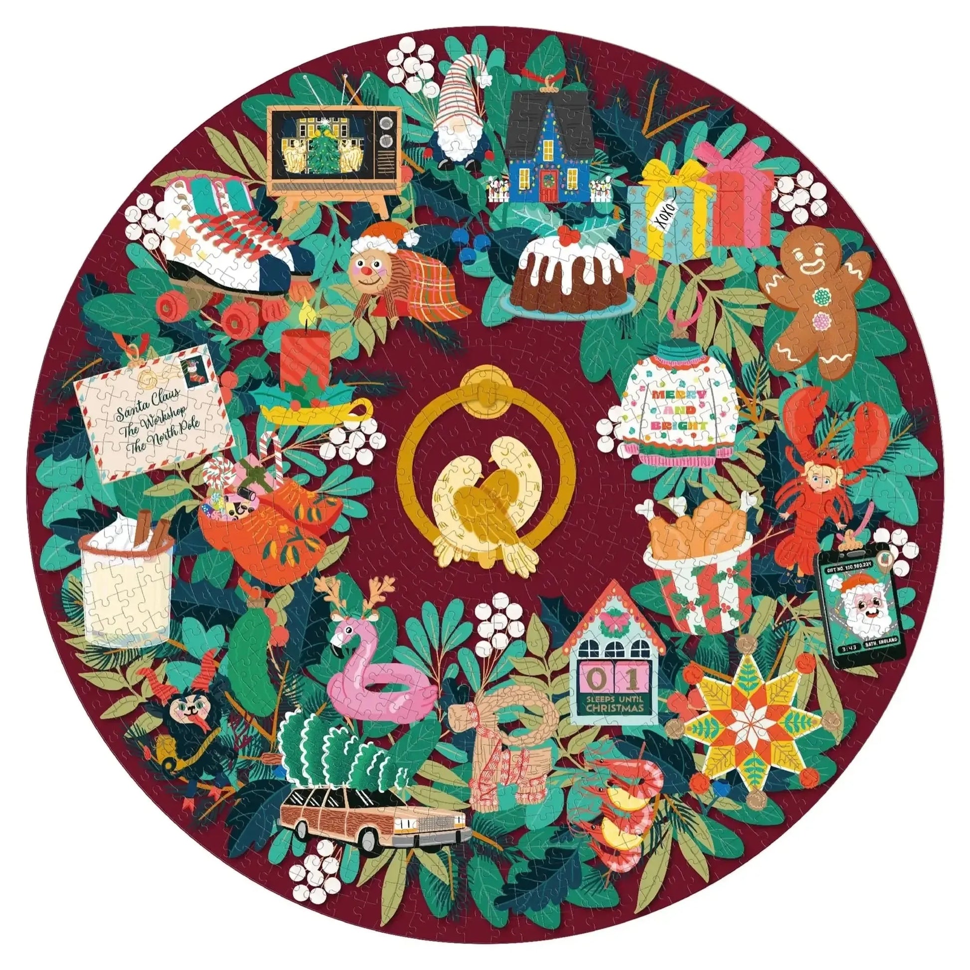 Christmas Countdown 1000 Piece Round Jigsaw Puzzle Ridley