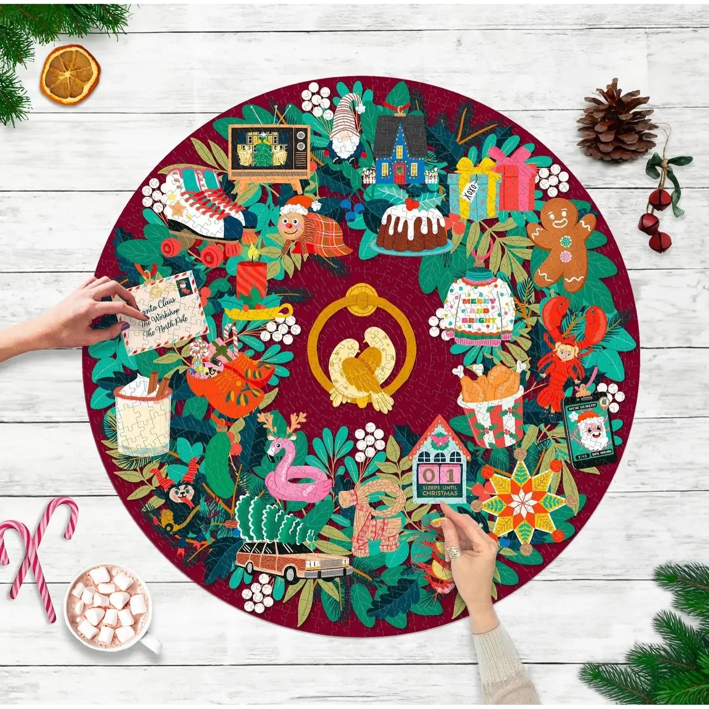 Christmas Countdown 1000 Piece Round Jigsaw Puzzle Ridley