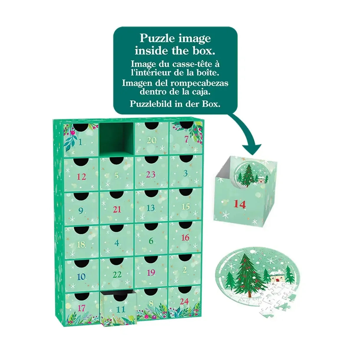 Christmas Decorations Advent Calendar - 24 Set of 50 Piece Mini Jigsaw Puzzles Eurographics