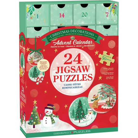 Christmas Decorations Advent Calendar - 24 Set of 50 Piece Mini Jigsaw Puzzles Eurographics