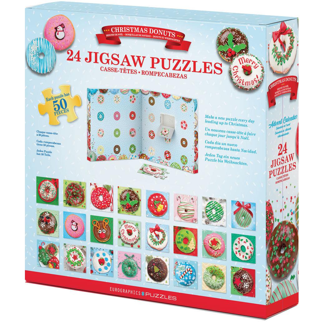 Christmas Donuts Advent Calendar - 24 Set of 50 Piece Mini Jigsaw Puzzles Eurographics