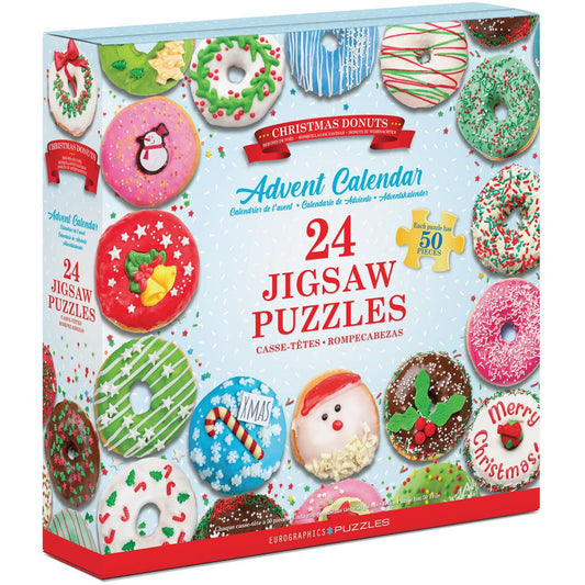 Christmas Donuts Advent Calendar - 24 Set of 50 Piece Mini Jigsaw Puzzles Eurographics