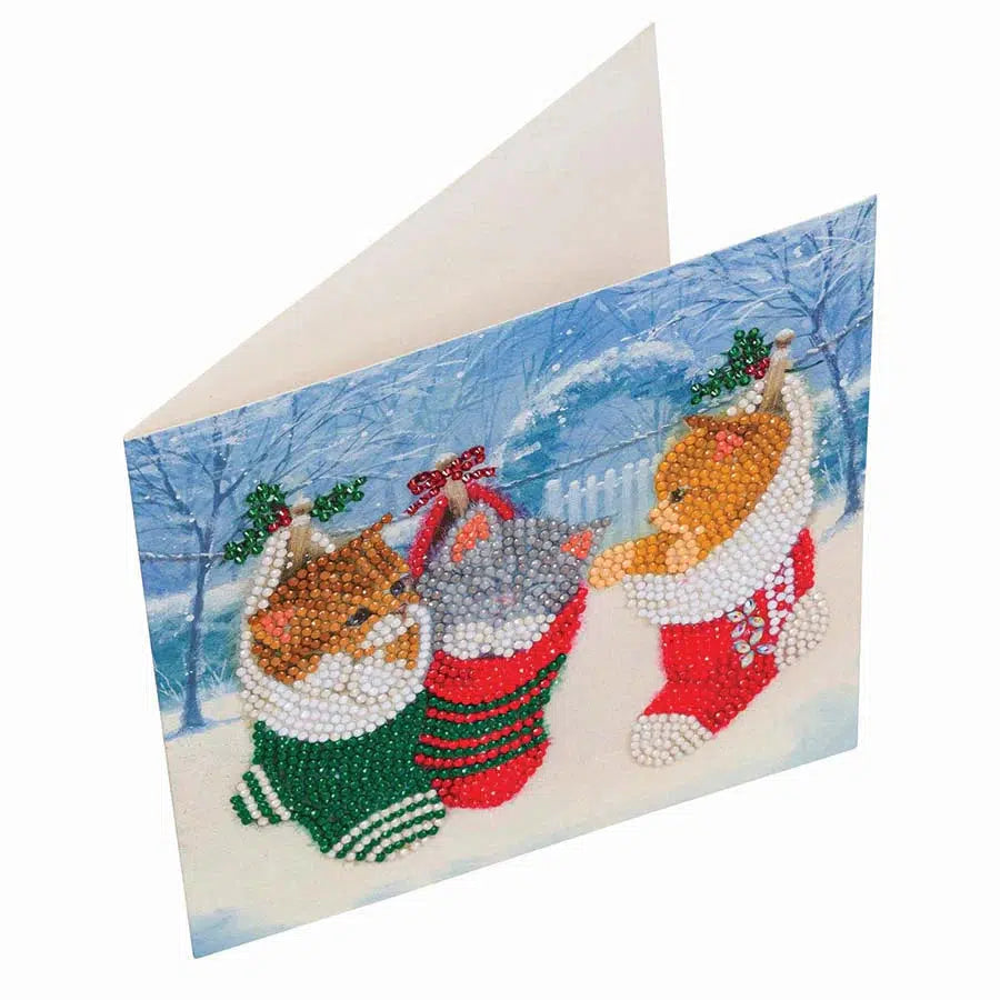 Christmas Kittens Crystal Art Card Kit Craft Buddy