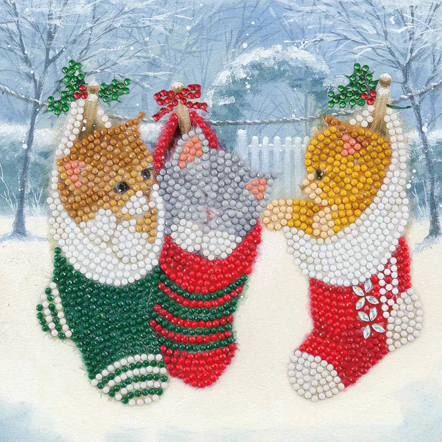 Christmas Kittens Crystal Art Card Kit Craft Buddy