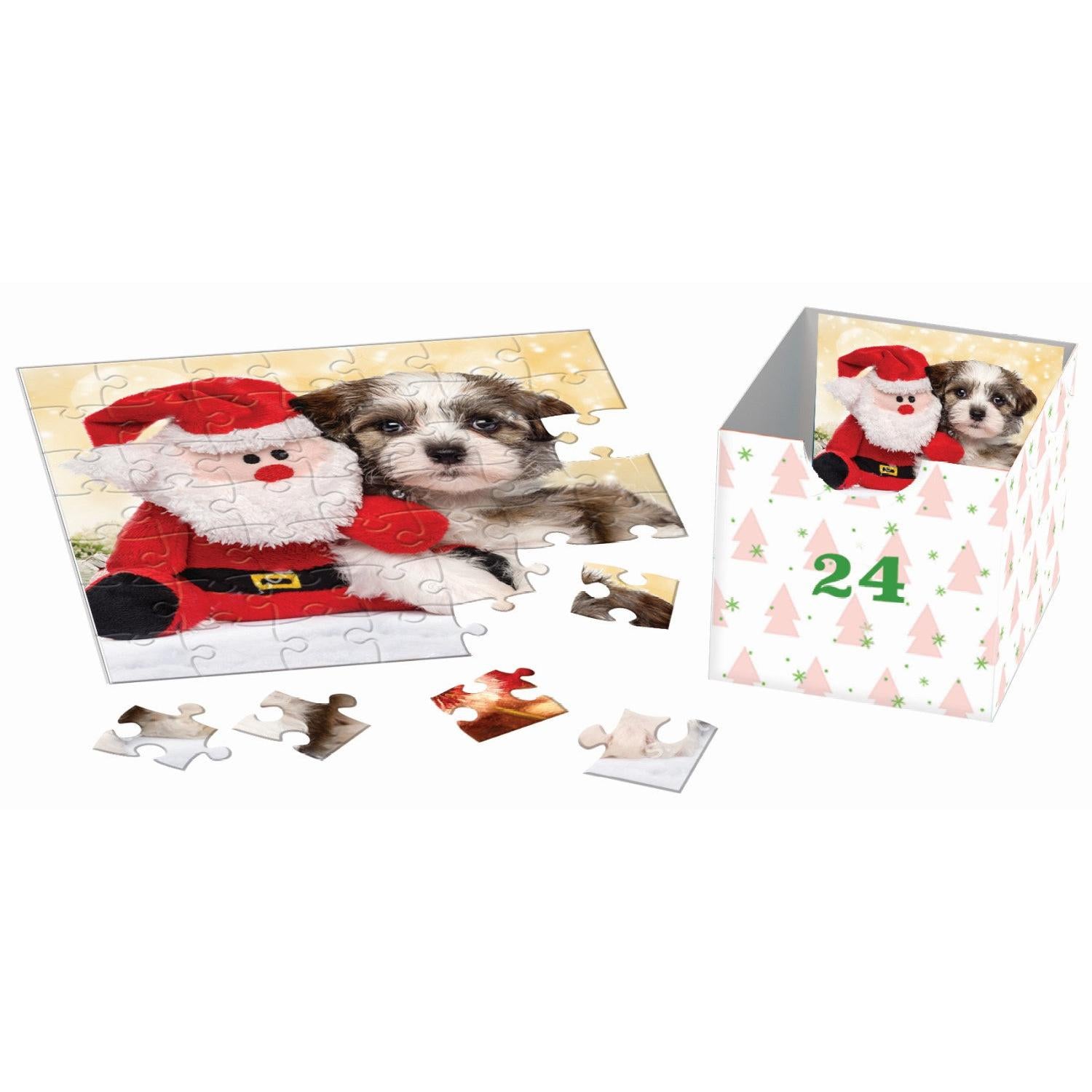 Christmas Paws Advent Calendar - 24 Set of 50 Piece Mini Jigsaw Puzzles Eurographics