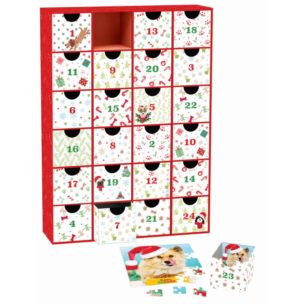 Christmas Paws Advent Calendar - 24 Set of 50 Piece Mini Jigsaw Puzzles Eurographics