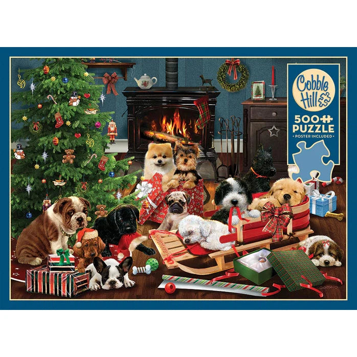 Christmas Puppies 500 Piece Jigsaw Puzzle Cobble Hill