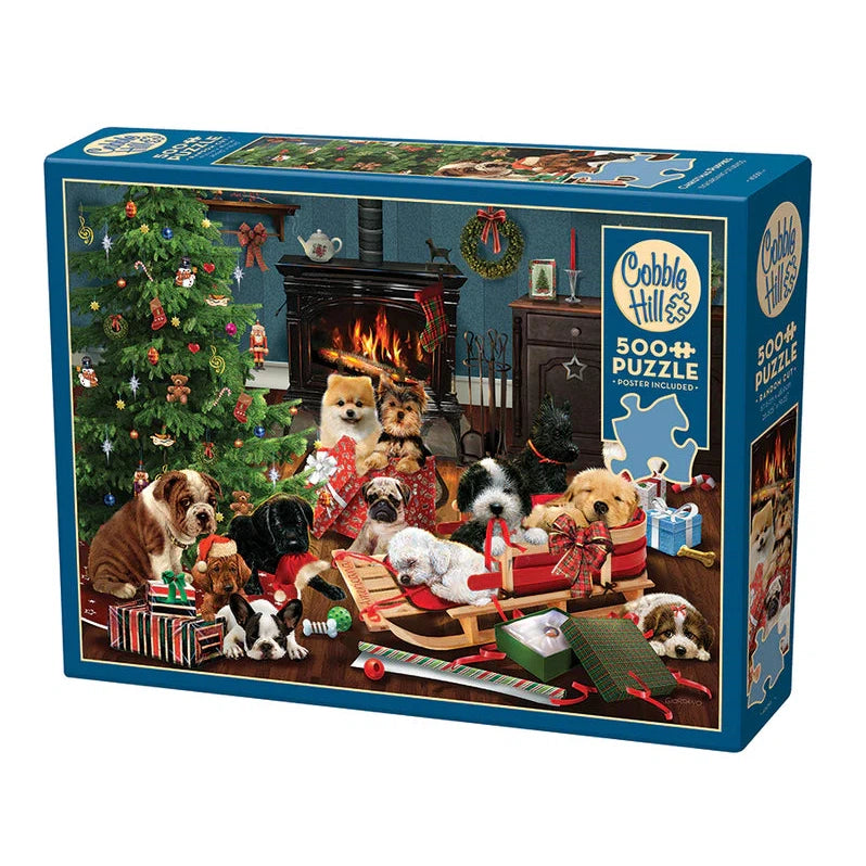 Christmas Puppies 500 Piece Jigsaw Puzzle Cobble Hill