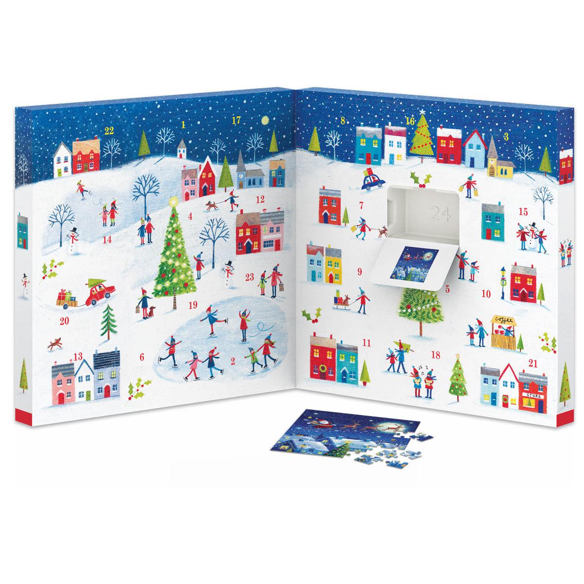 Christmas Town Advent Calendar - 24 Set of 50 Piece Mini Jigsaw Puzzles Eurographics