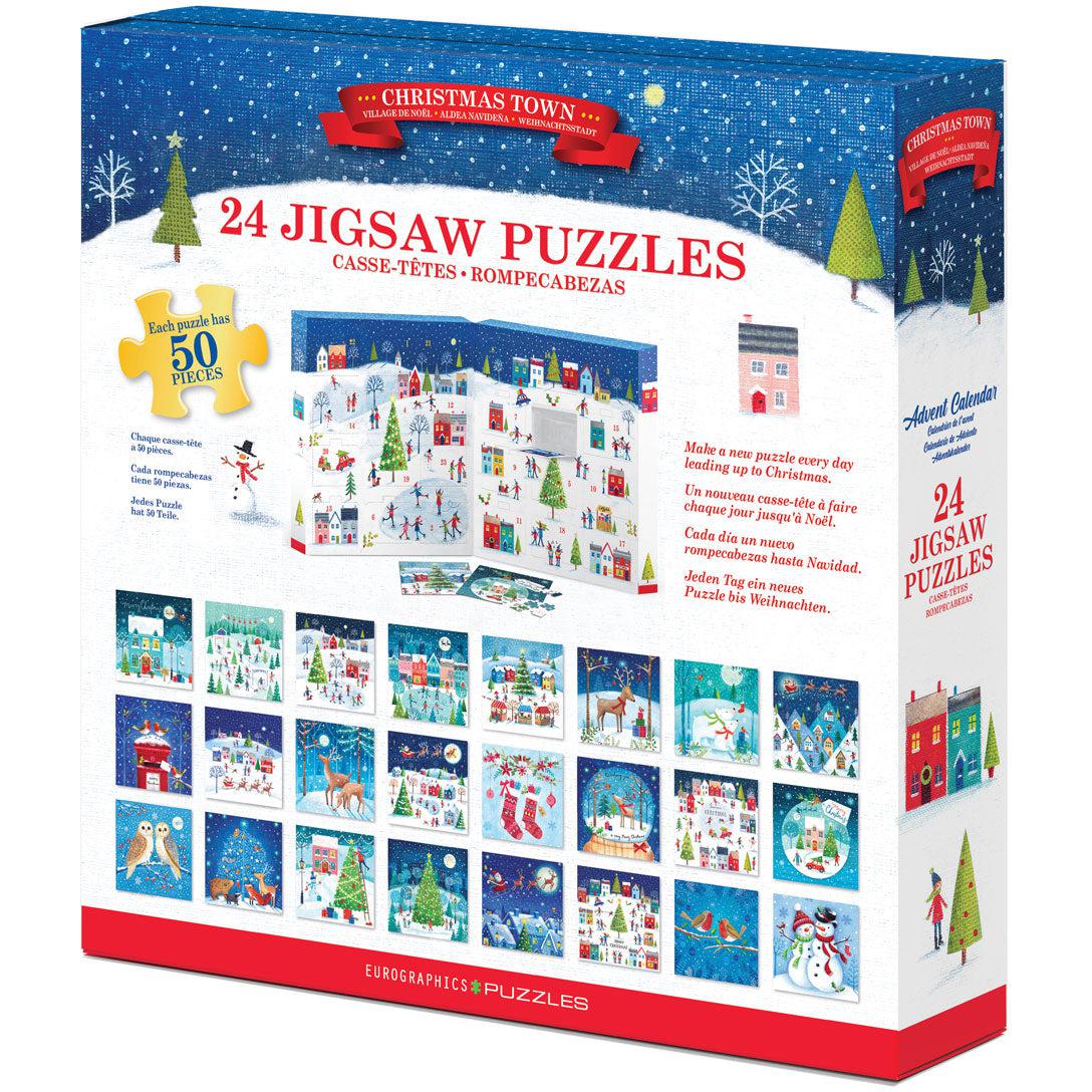 Christmas Town Advent Calendar - 24 Set of 50 Piece Mini Jigsaw Puzzles Eurographics