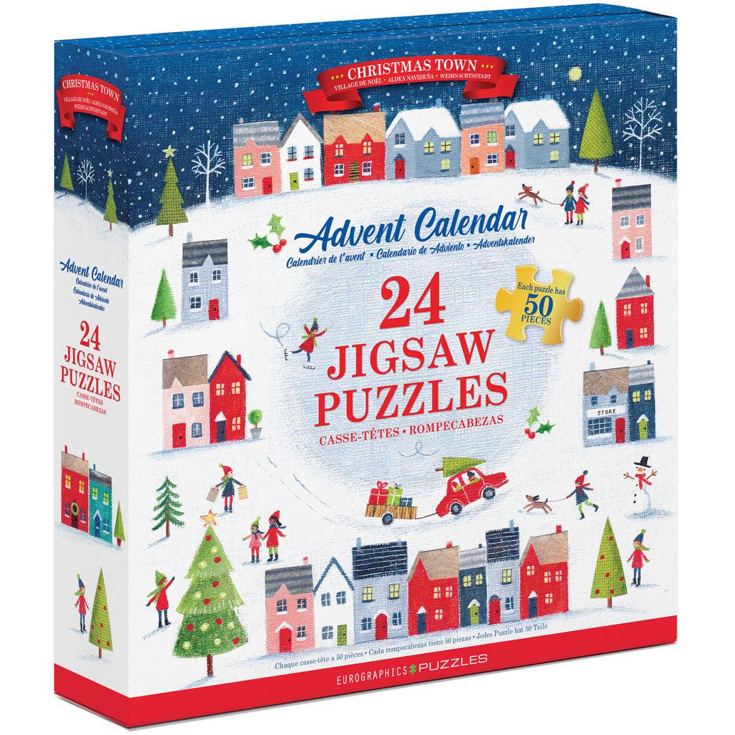 Christmas Town Advent Calendar - 24 Set of 50 Piece Mini Jigsaw Puzzles Eurographics