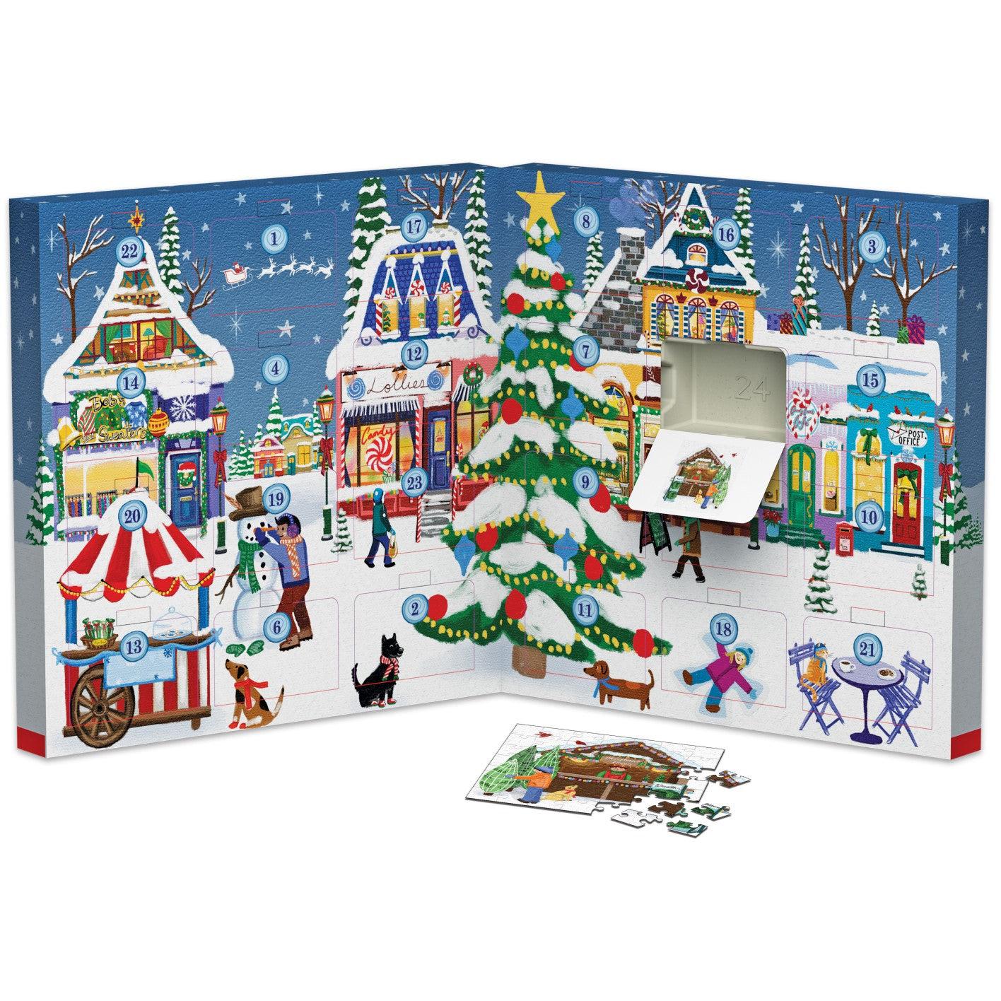 Christmas Town Fair Advent Calendar - 24 Set of 50 Piece Mini Jigsaw Puzzles Eurographics