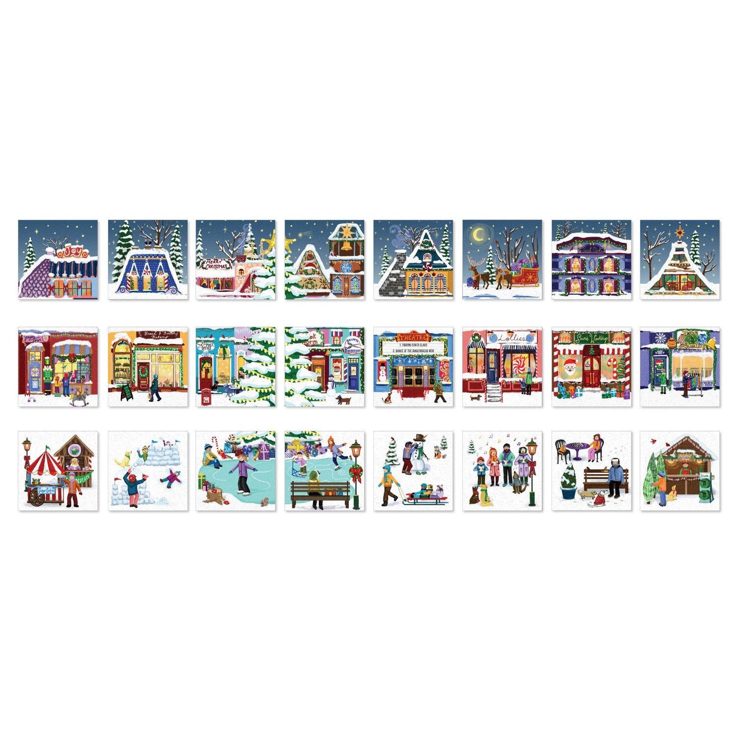 Christmas Town Fair Advent Calendar - 24 Set of 50 Piece Mini Jigsaw Puzzles Eurographics