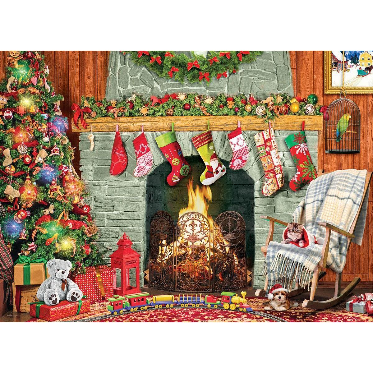 Christmas by the Fireplace 500 Piece Jigsaw Puzzle Eurographics