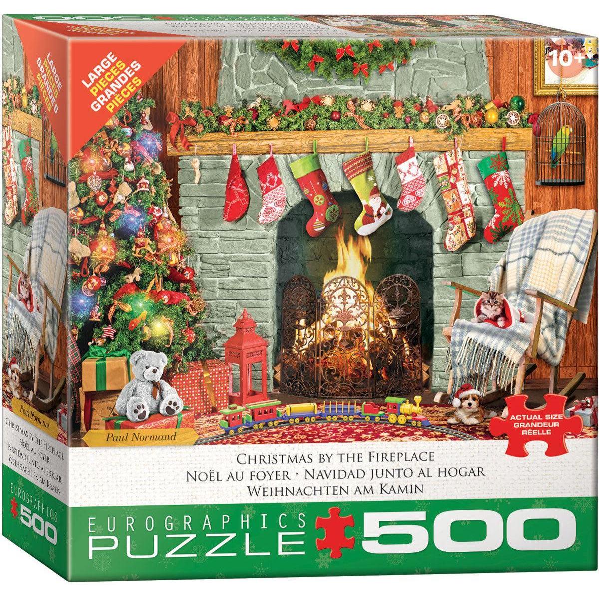 Christmas by the Fireplace 500 Piece Jigsaw Puzzle Eurographics