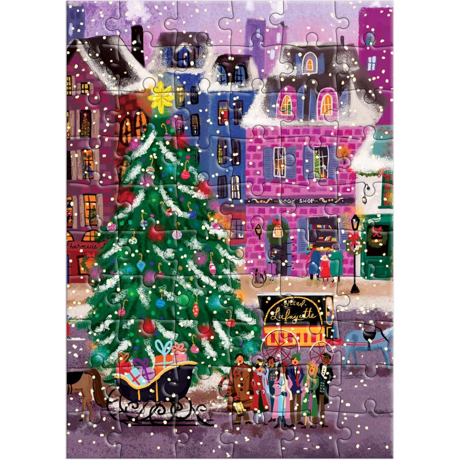 Christmas in the Square Greeting Card 60 Piece Jigsaw Puzzle Galison