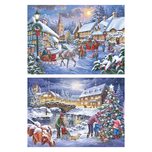 Christmas is Coming Set of 2 500 Big Piece Jigsaw Puzzles HOP