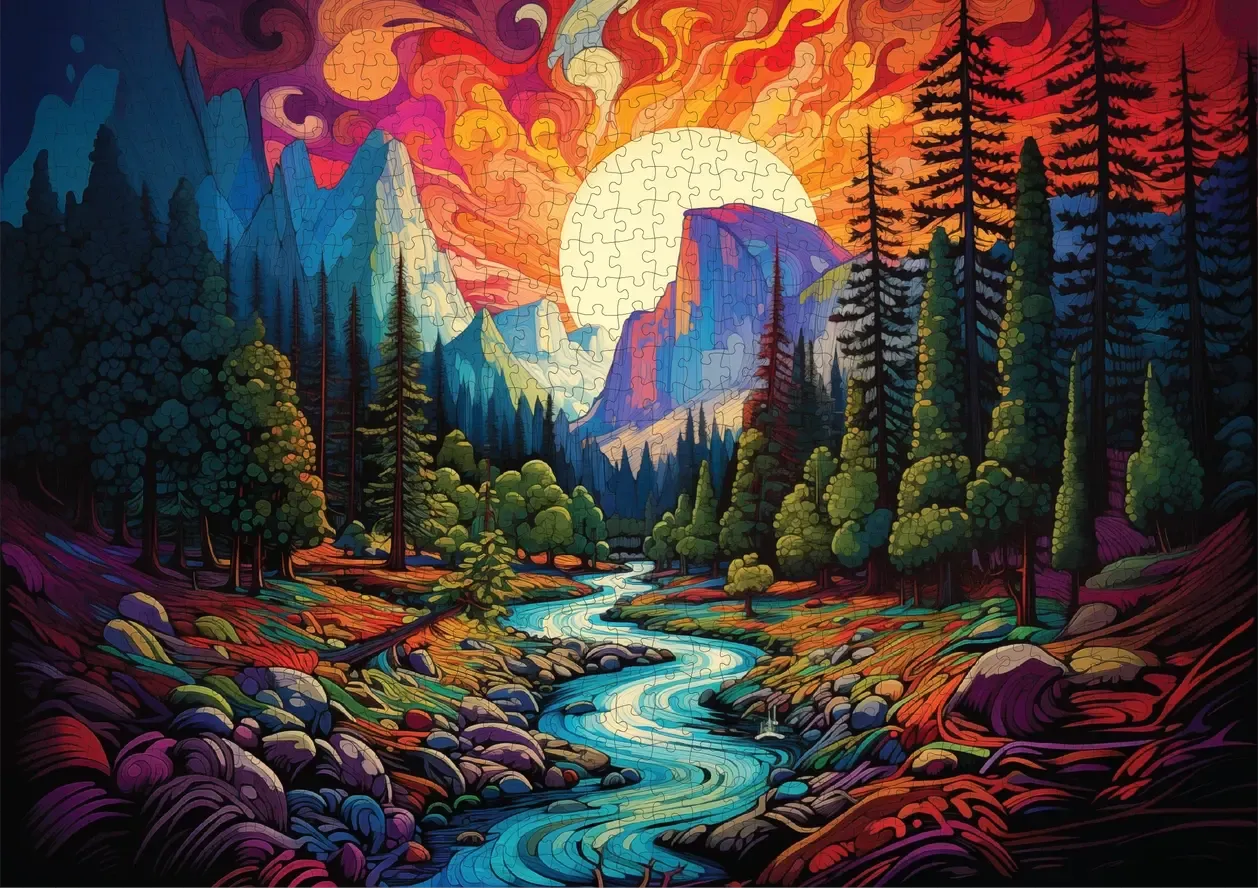 Chromatic Cliffs 1000 Piece Jigsaw Puzzle Trippy