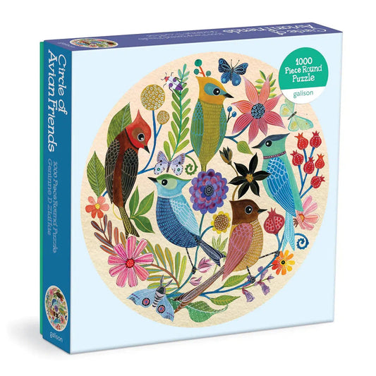 Circle of Avian Friends 1000 Piece Round Jigsaw Puzzle Galison