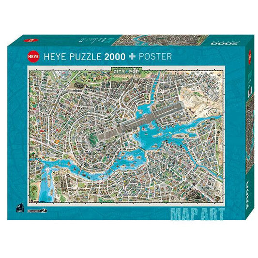 City of Pop Map Art 2000 Piece Jigsaw Puzzle Heye