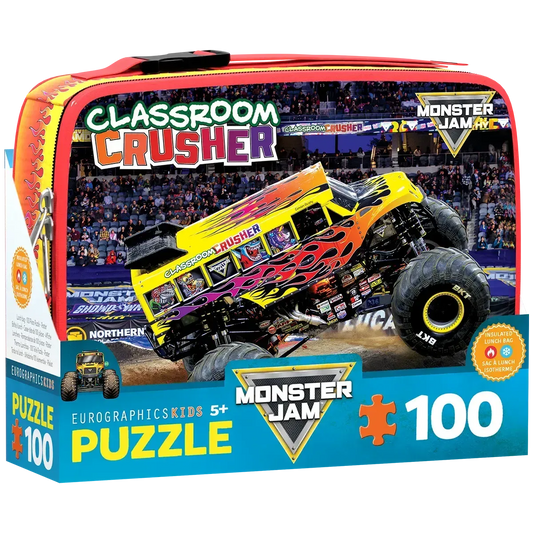 Classroom Crusher Monster Jam Lunch Bag & 100 Piece Jigsaw Puzzle Eurographics