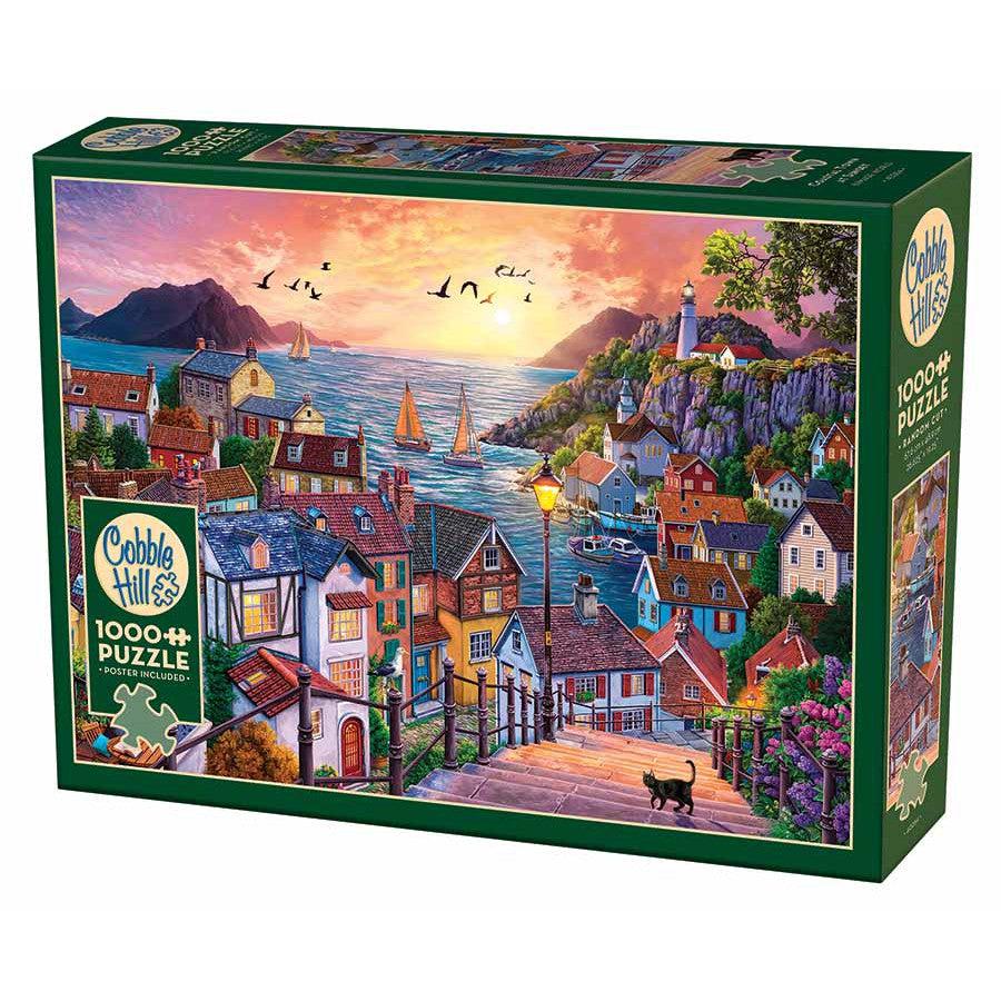 Coastal Town at Sunset 1000 Piece Jigsaw Puzzle Cobble Hill