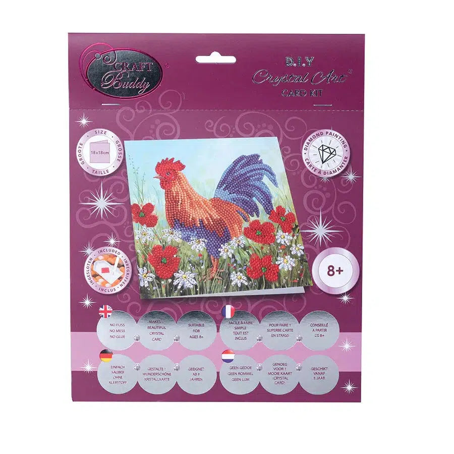 Cockerel in the Field Crystal Art Card Kit Craft Buddy