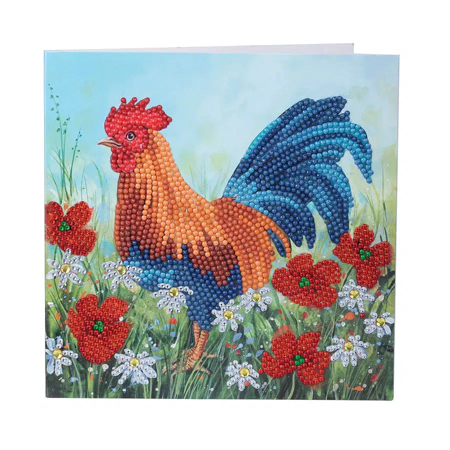 Cockerel in the Field Crystal Art Card Kit Craft Buddy